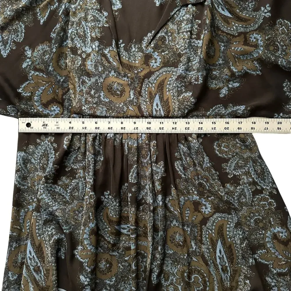 Free People Say‎ You Love Me Blue Paisley Blouse Sleeve Collared Mini Dress S - Picture 8 of 9